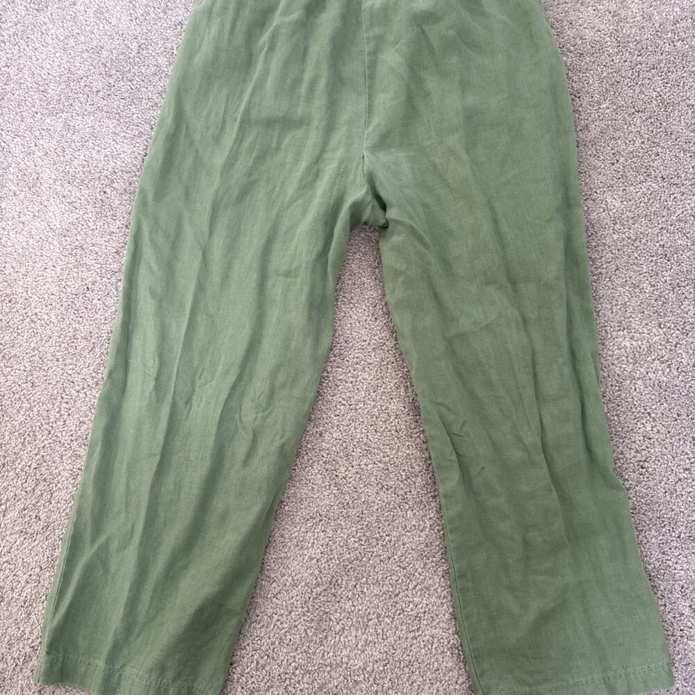 Nordstrom Green Ankle Linen Pants Safari Vacation Summer Lightweight‎ Sz M - Picture 8 of 13
